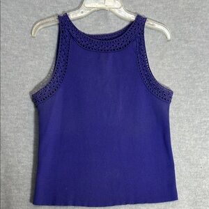 GRACE ELEMENTS Crocheted Lace Boho Renascence Feminine Rib Knit Top